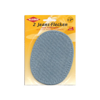 Kleiber Jeans-Flecken Oval 2 Stück 100% Cotton 13x10cm hellblau