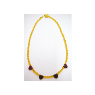 Halskette Glasschliffperlen gelb u. rot 44 cm lang