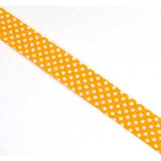 Schrägband gefalzt 100% Co 30/15 mm kl. Punkte gelb/weiss