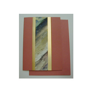Aquarellkarte A6 fuchsia/gold Abstrakt