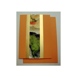 Aquarellkarte A6 mandarine/gold Abstrakt