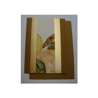 Aquarellkarte A6 dkl. goldocker/gold Abstrakt