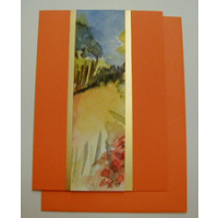 Aquarellkarte A6 orange/gold Landschaft