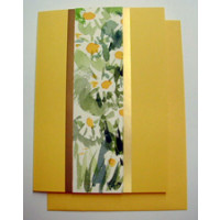 Aquarellkarte A6 sonnengelb/gold Blumen