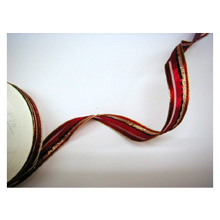 W. Streifenband Materialmix rot-gold Br. 20mm